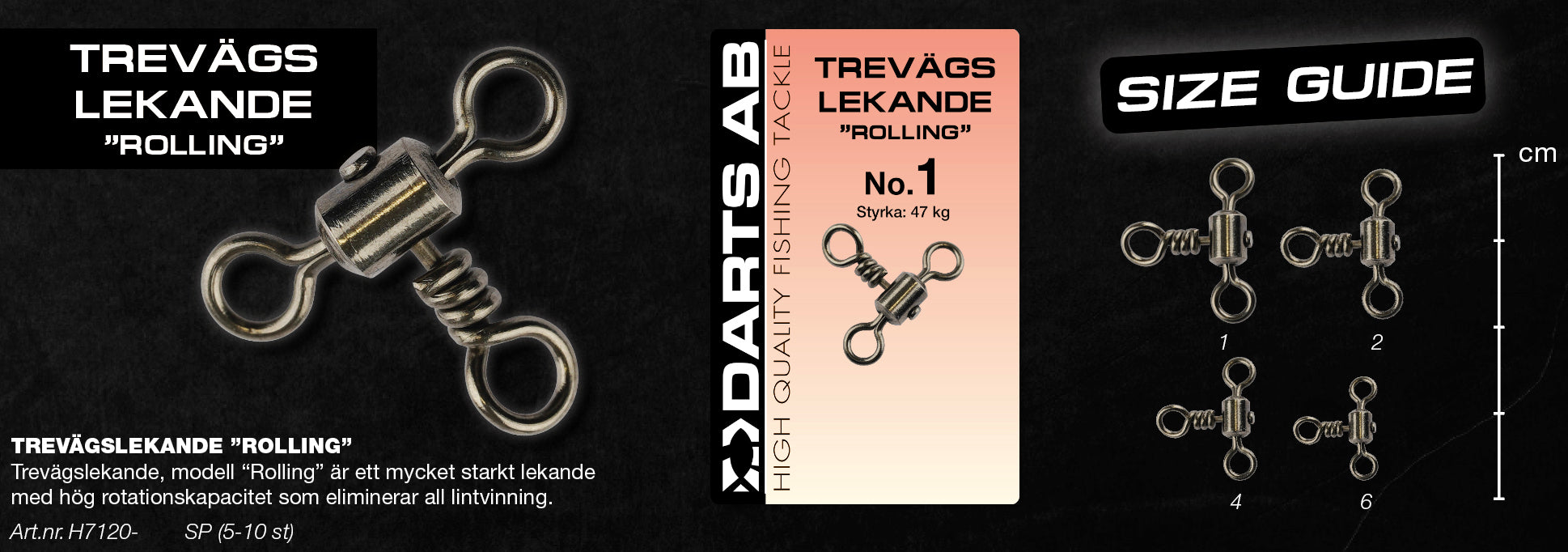 Three-Way Swivel "Rolling" No. 4, 8-pack